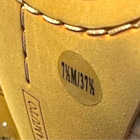 Vince Camuto Fontanela Gold Shimmer Back Zip Open Toe High Cage Heel 7.5 - Picture 6 of 8